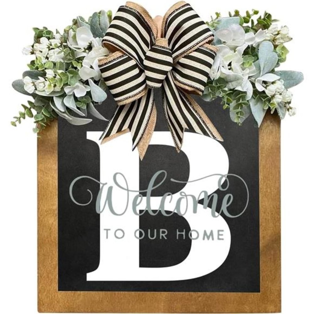 16'' Personalized Last Name Welcome Sign, Door Wreaths  (B)